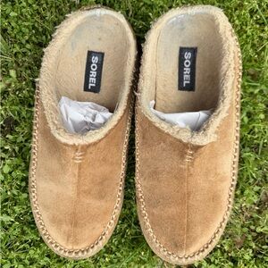 Sorel Men's Falcon Ridge II Tan Suede Shearling-Lined Slip-On Loafers Sz-8.  D